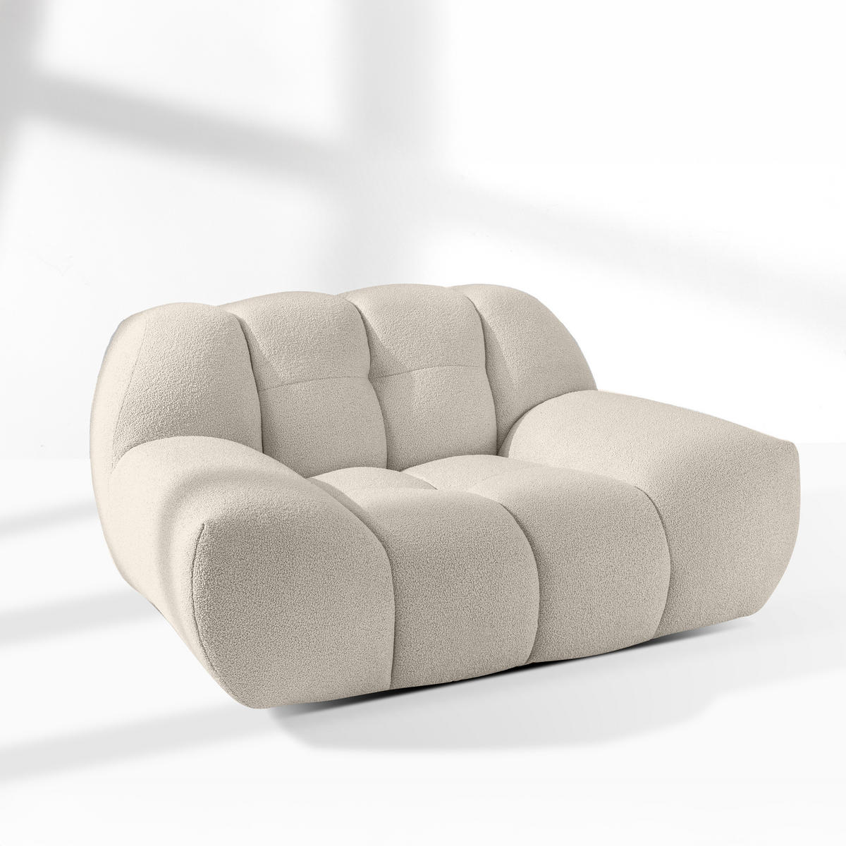 SESSEL VENA Bouclé, Weiß - Weiß, Holz/Textil (135/72/105cm) - KONSIMO®