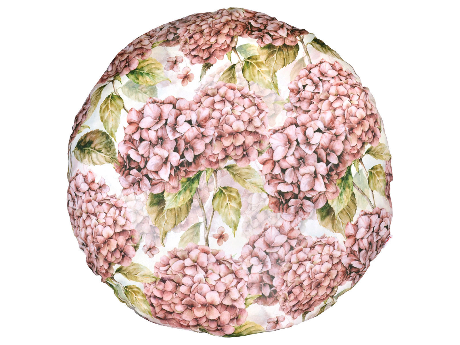 KISSENHÜLLE Rund Landlust-Hortensie burgundy-rose 60 cm Ø - Hellrosa/Dunkelrosa, Textil (60/60cm) - beties Heimtextil