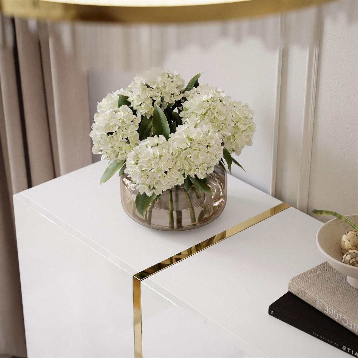 SIDEBOARD ONYX 4T 158 CM AUF GOLDENEN BEINEN PUSH OPEN - Weiß, Holzwerkstoff (158/88/41cm) - Lookway
