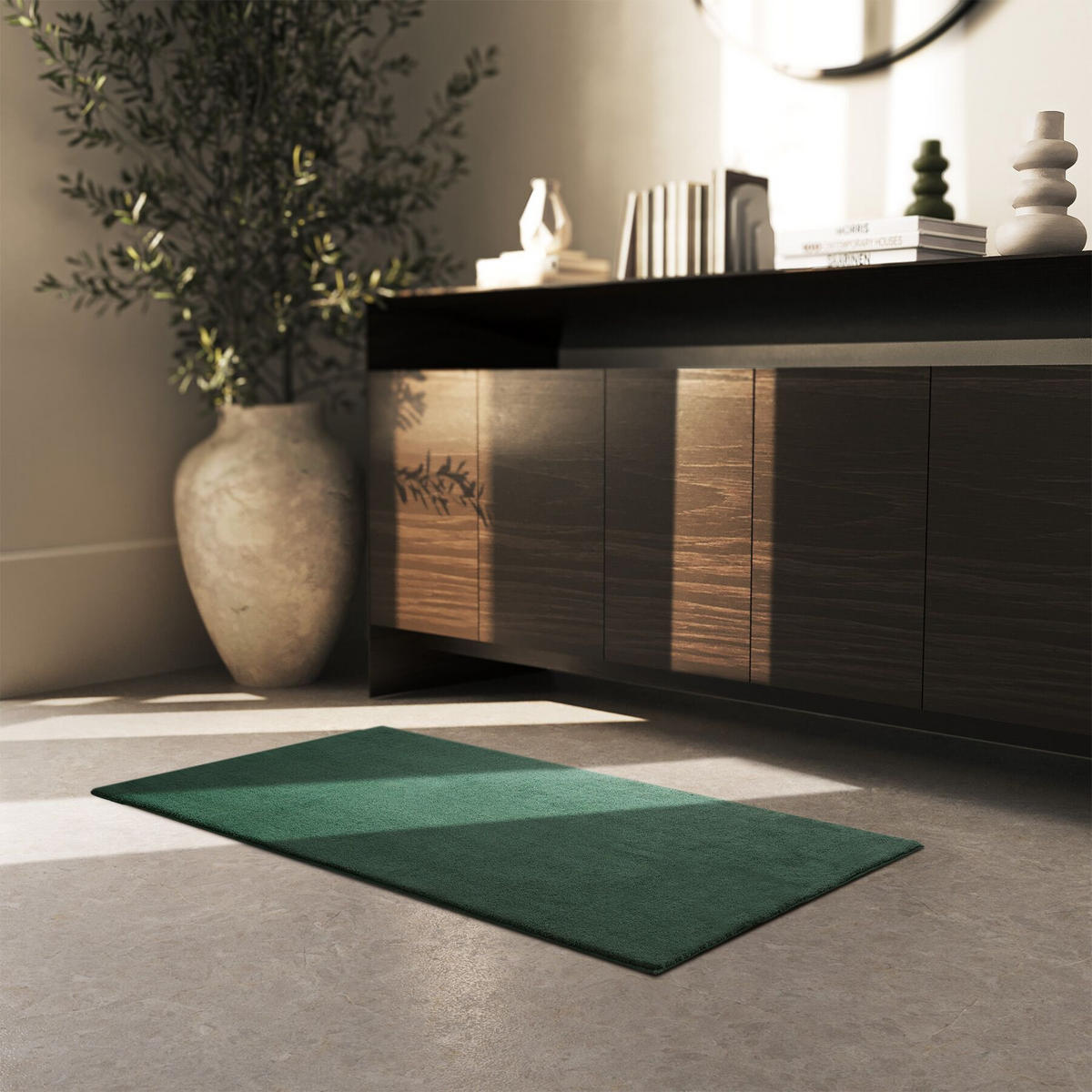 KURZFLORTEPPICH Soft Zone,rutschfeste Unterseite,grün - Grün, Kunststoff (110/60cm) - tectake