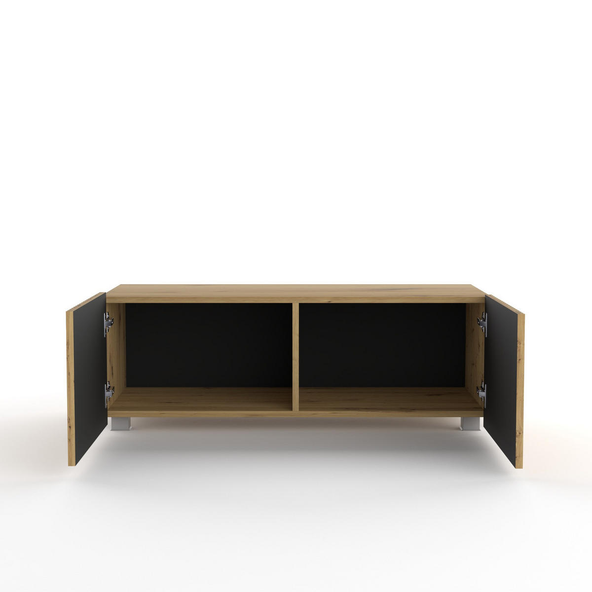 TV-LOWBOARD Kolder 100 cm Artisan Eiche mit geriffelten Fronten - Silberfarben/Eiche Artisan, Holzwerkstoff/Kunststoff (100/38/43cm) - Ravio