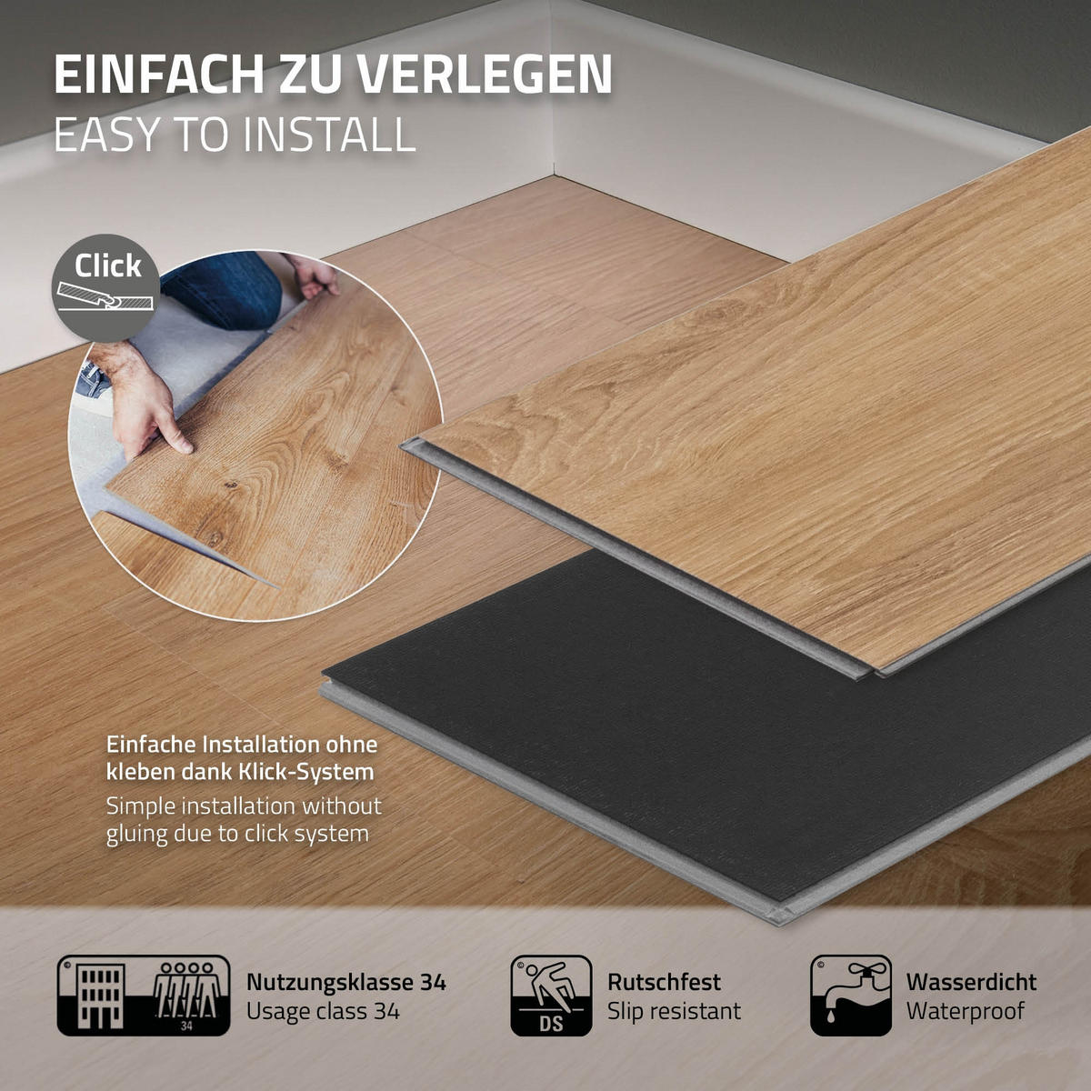 VINYLBODEN Click 4,62m²/21 Dielen Sandbar Eiche - Braun, Kunststoff (122/18/0.42cm) - ML-DESIGN