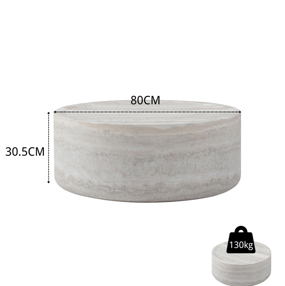 COUCHTISCH 80 cm aus Fiberglas in Beige – leicht und pflegeleicht - Beige, Glas (80/80/30.5cm) - BEAOK