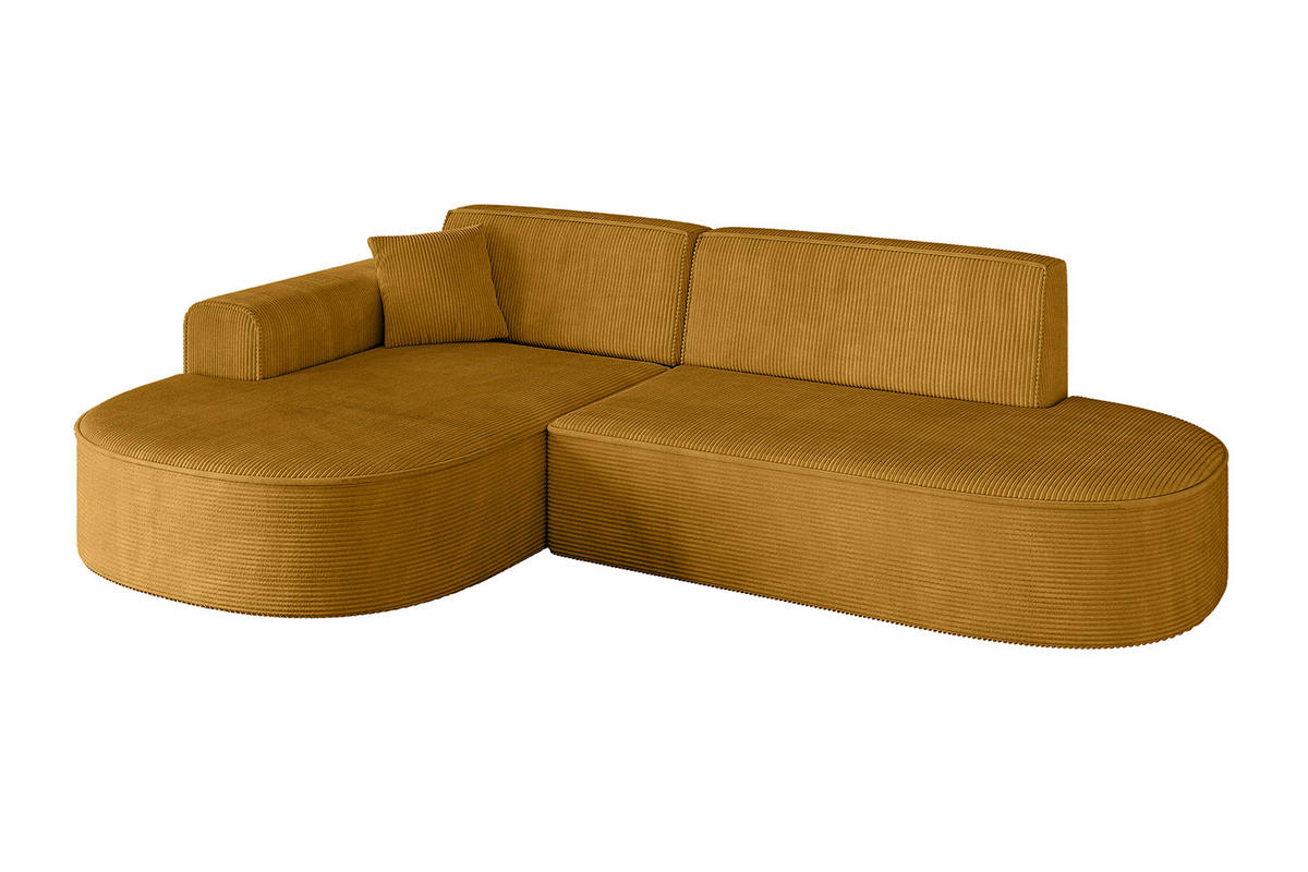 ECKSOFA Ottomane Links MARI-L1 - 232x163x73,5 cm Senfgelb Cord - Gelb/Schwarz, Holzwerkstoff/Kunststoff (163/234cm) - ALTDECOR