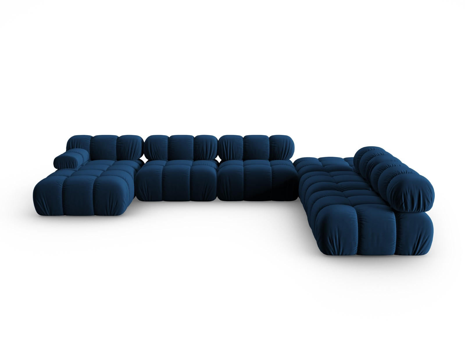 MODULARES-PANORAMASOFA rechts Bellis aus Samt königsblau 7 Sitzplätze - Blau, Textil (282/63/379cm) - Micadoni