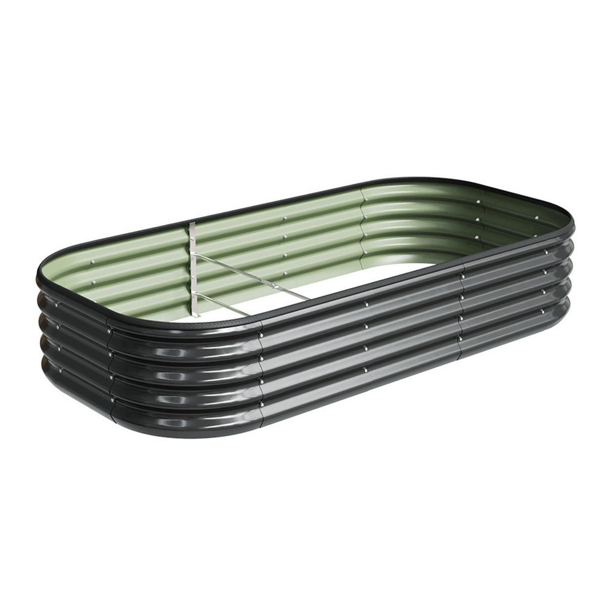 HOCHBEET-PFLANZKASTEN mit Pflanzenstütze aus verzinktem Stahl in Anthrazit Oval Garten Balkon 160 × 80 × 30 cm 6,5 kg - Silberfarben, Metall (80/30/160cm) - Livingandhome