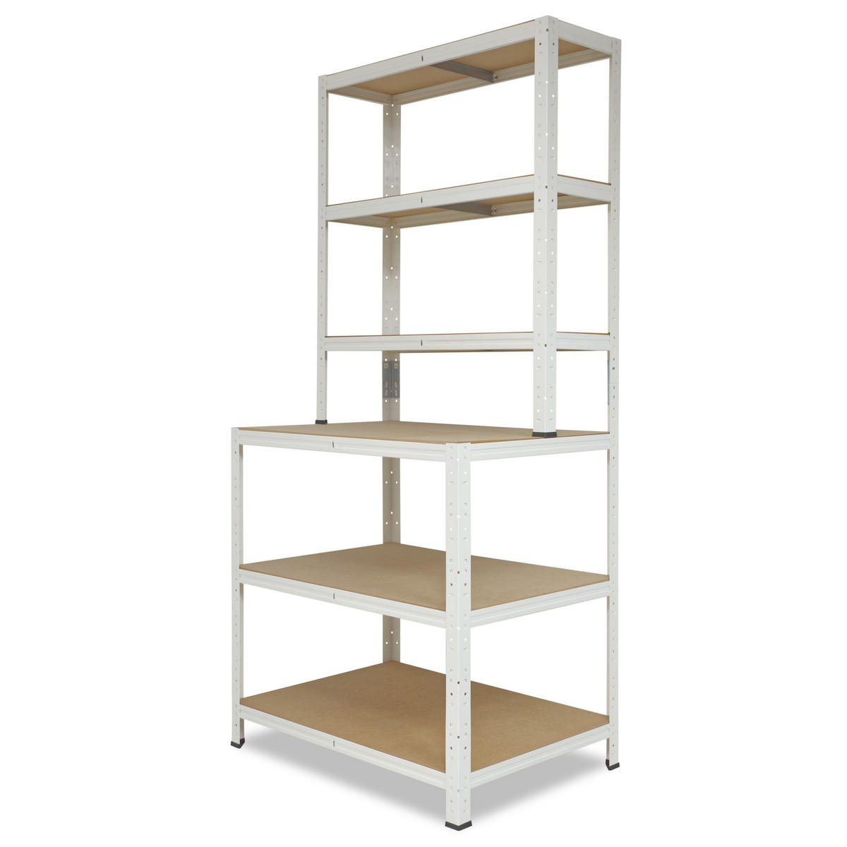 WERKBANK Regal HOME 190x100x60 cm in weiß mit 6 Böden und 145 kg Traglast pro Boden - Creme, Metall (100/190/60cm) - shelfplaza