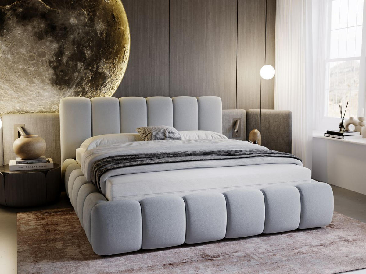POLSTERBETT Cloud 160x200 Hellgrau - Hellgrau, Textil (160/200cm) - Graingold