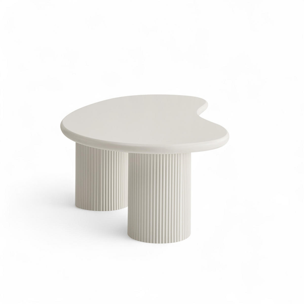 COUCHTISCH nierenform Cremeweiß 130/70/40 cm - Weiß, Holzwerkstoff (130/70/40cm) - Furnhouse