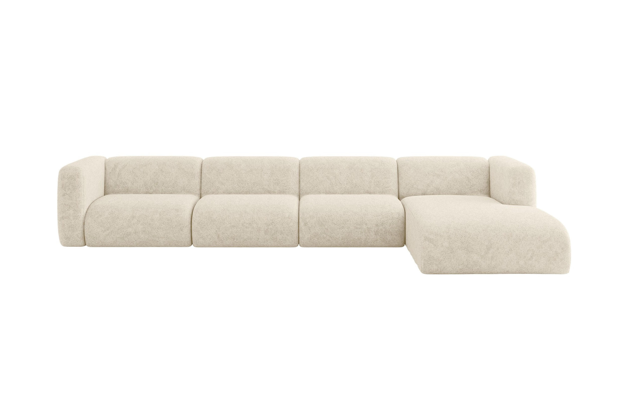 ALTDECOR ROHOVÁ SEDAČKA S PRAVOU OTOMANOU MIRA-L3 409x179x70 Krémová Velur