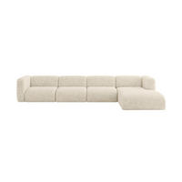 ECKSOFA Ottomane Rechts MIRA-L3 409x179x70 Creme Velours - Creme/Schwarz, Holzwerkstoff/Kunststoff (409/179cm) - ALTDECOR