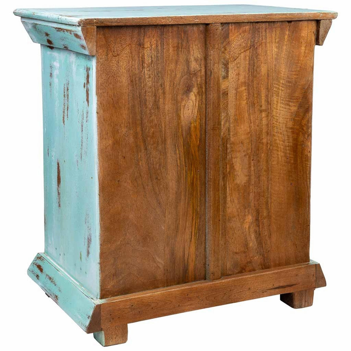 NACHTTISCH aus Metall und Holz, grün, 55x35x60cm - Blau, Holz (55/60/35cm) - Wanderlust