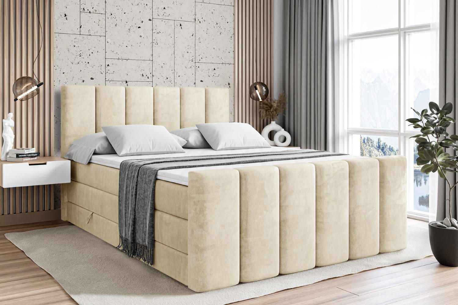 BOXSPRINGBETT BOXI1-Z KING - 120x200 - H3/H4 - Beige - Beige, Holzwerkstoff (120/200cm) - ALTDECOR