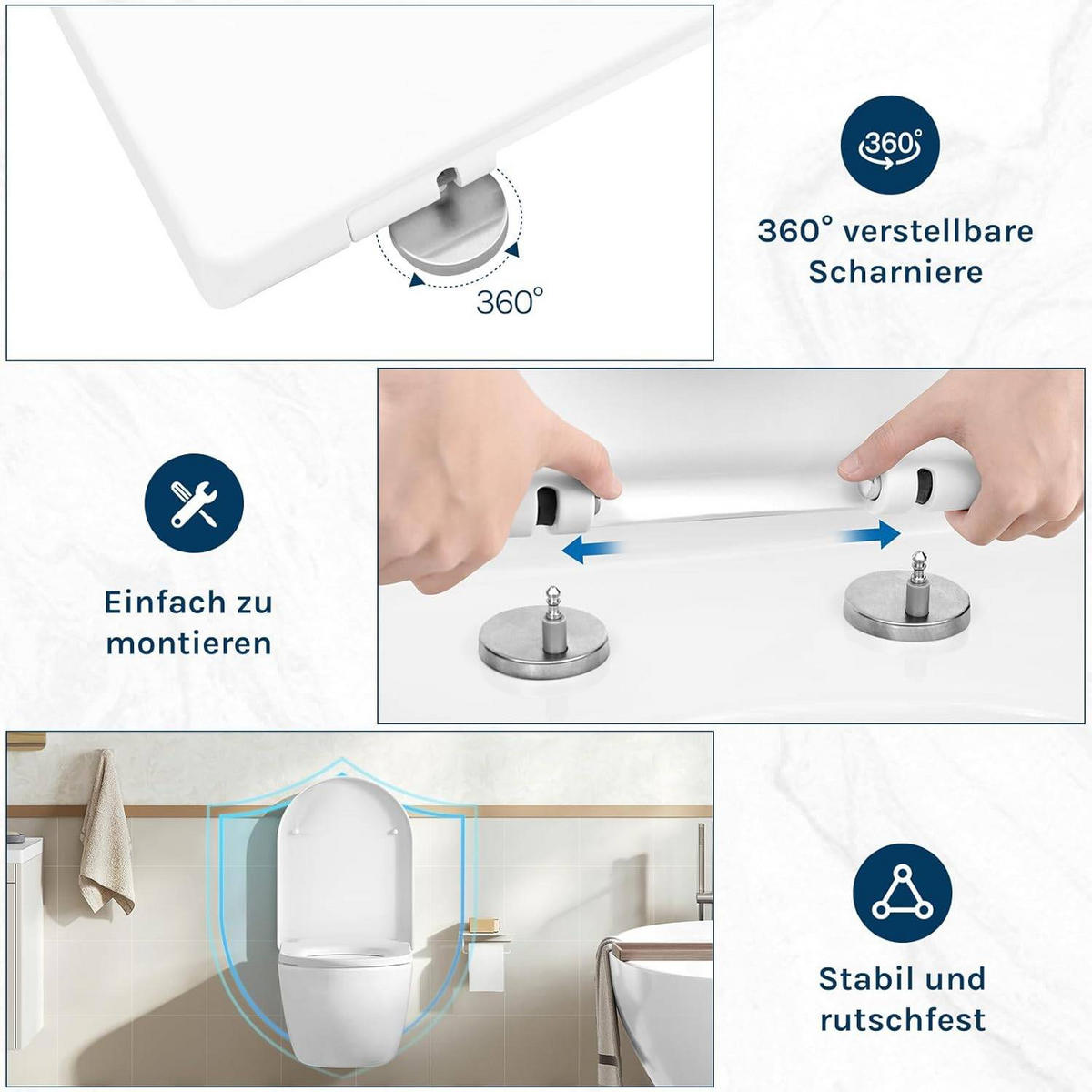 TOILETTENDECKEL WC Deckel Sitz Absenkautomatik, D-Form - Weiß, Kunststoff (36/2.51/45cm) - Woltu