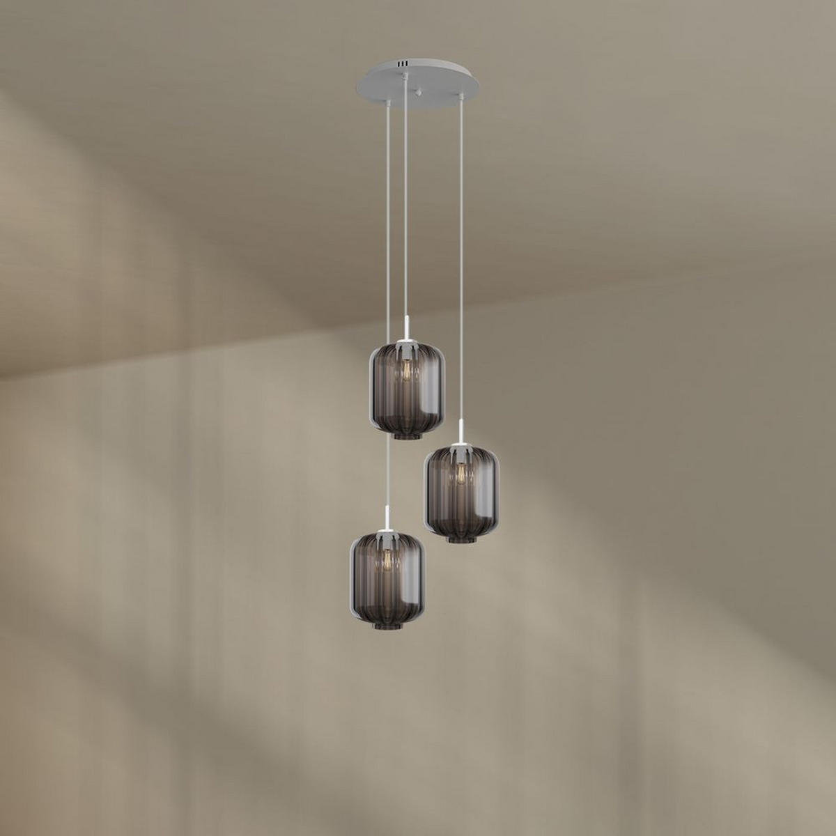 GALERIELEUCHTE Velo 3-flammig Rauch Ø 25 cm - Anthrazit/Weiß, Glas (25/25/27cm) - s.luce