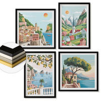 WANDBILDER 4er-Set - 50x50 cm & 40x60 cm Schwarzer Rahmen - Meereslandschaften, Zitrusfrüchte - Schwarz, Kunststoff (50/50cm) - ArtPrintCave