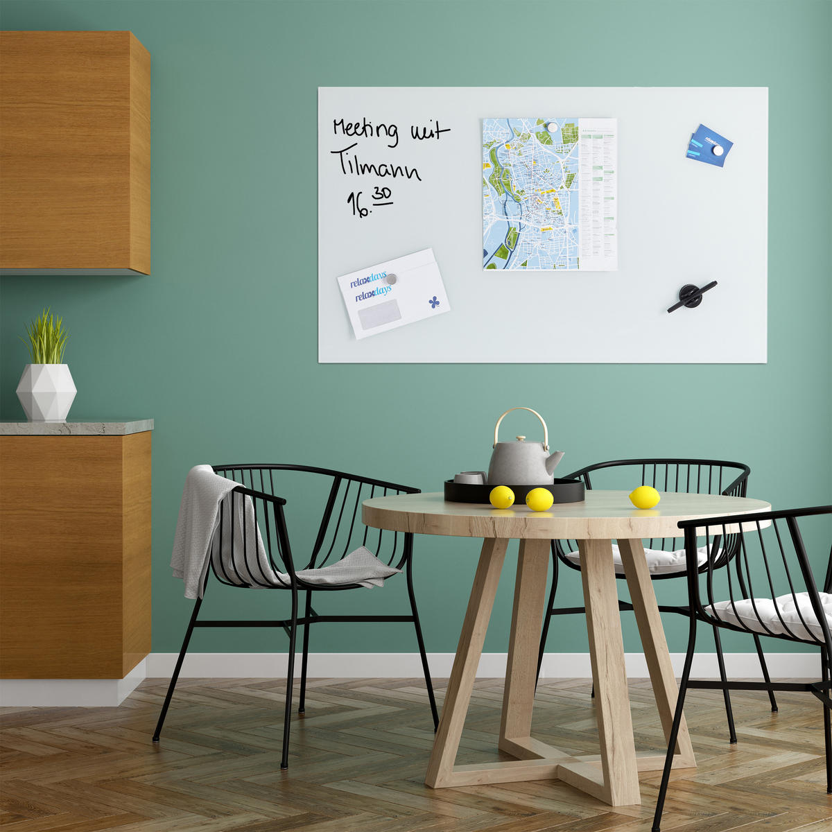 GLAS-MAGNETBOARD - Weiß, Glas/Metall (100/60/0.4cm) - Relaxdays