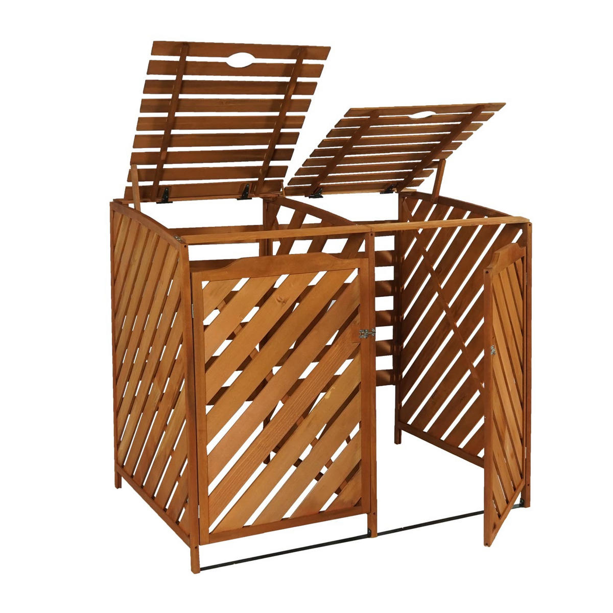 MÜLLTONNENBOX XL 2er-/4er HxBxT 121x133x98cm Braun Holz - Braun, Holz (133/121/98cm) - PROREGAL