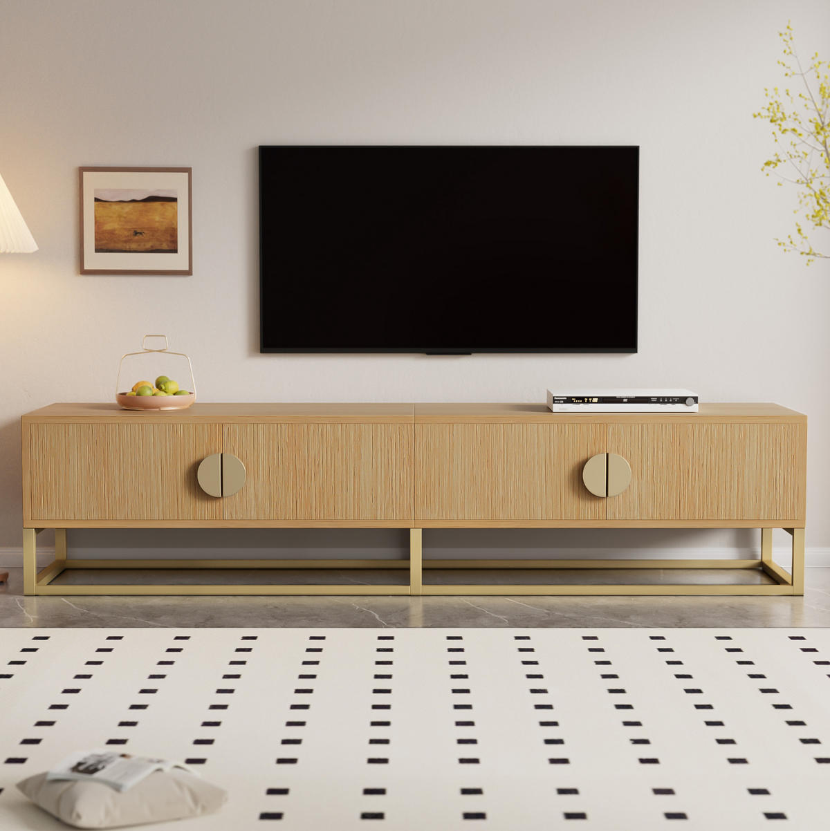 LOWBOARD 180/40/40 cm aus MDF und Holzwerkstoff mit Sanftschluss und goldfarbenen Metallakzenten Holzfarben - Braun, Holzwerkstoff (180/40/40cm) - Modenvie