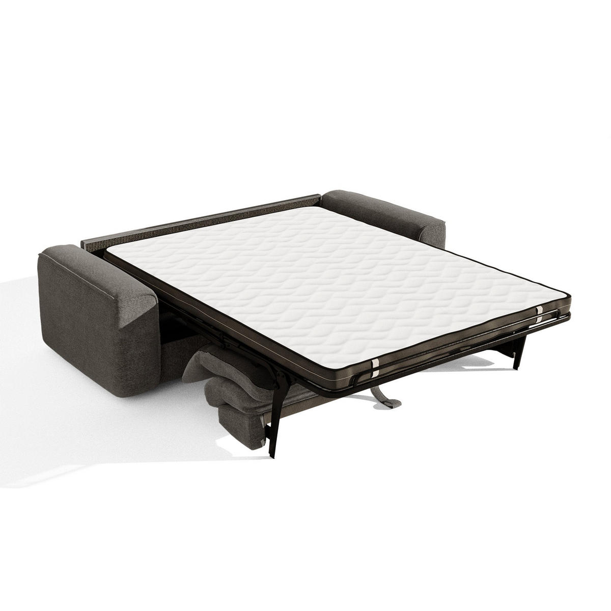SCHLAFSOFA Express COMO Bouclé-Stoff Graphitgrau 236cm - Dunkelgrau/Graphitfarben, Textil (236/78/100cm) - Premium Interiors