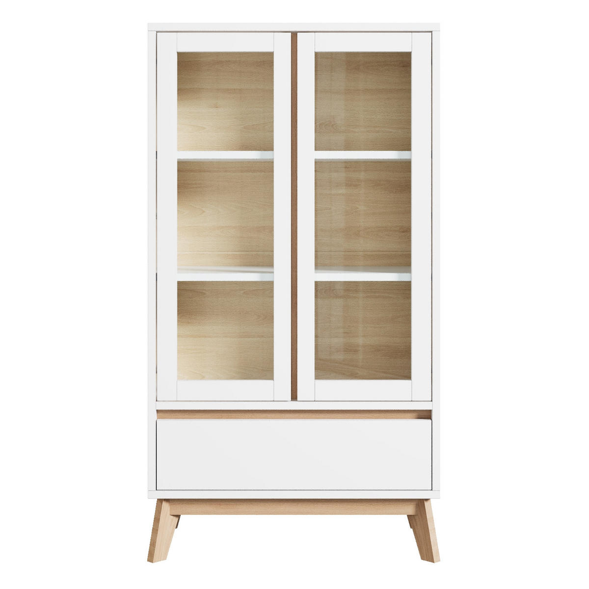 KÜCHENSCHRANK 80/150/40 cm Holzwerkstoff Weiß-Holzfarben MIT VERSTELLBAREN EINLEGEBÖDEN für Esszimmer - Weiß, Holzwerkstoff (40/150/80cm) - Rolipo