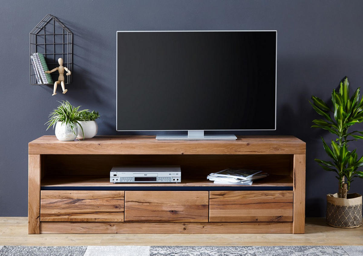 TV-BOARD Wild-/Zerreiche 165x42x55 natur geölt MONTREUX #104 - Naturfarben, Holz (165/55/42cm) - Massivmoebel24