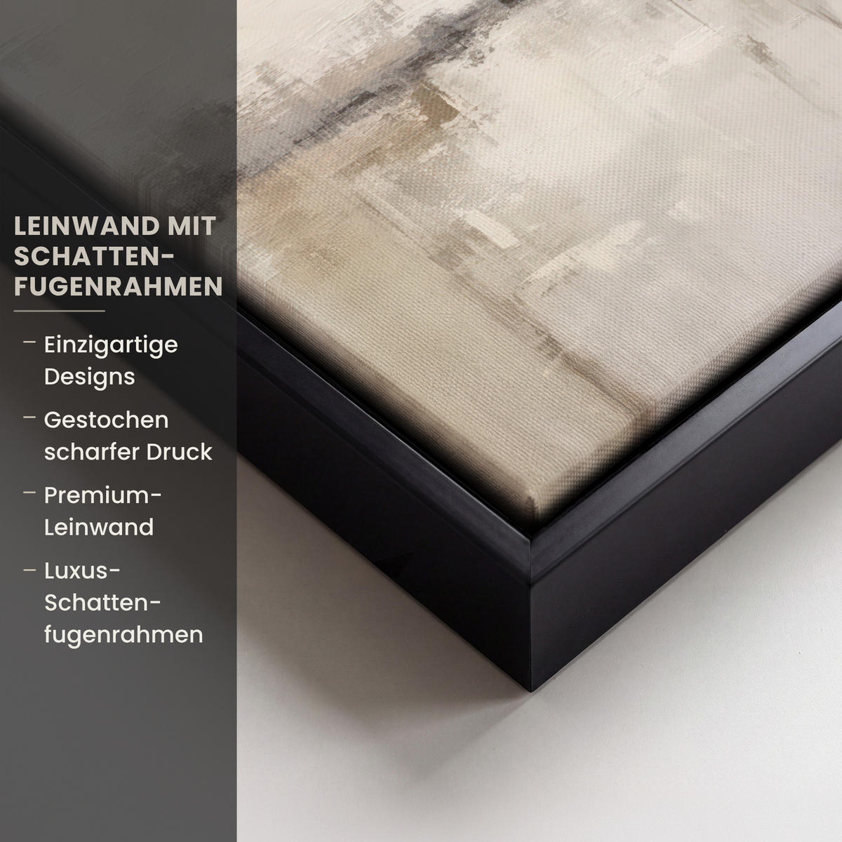 LEINWAND Bilder mit Rahmen - Moderne Kunst - Abstrakt - Beige - 20x20 - Beige, Textil (20/20cm) - MuchoWow
