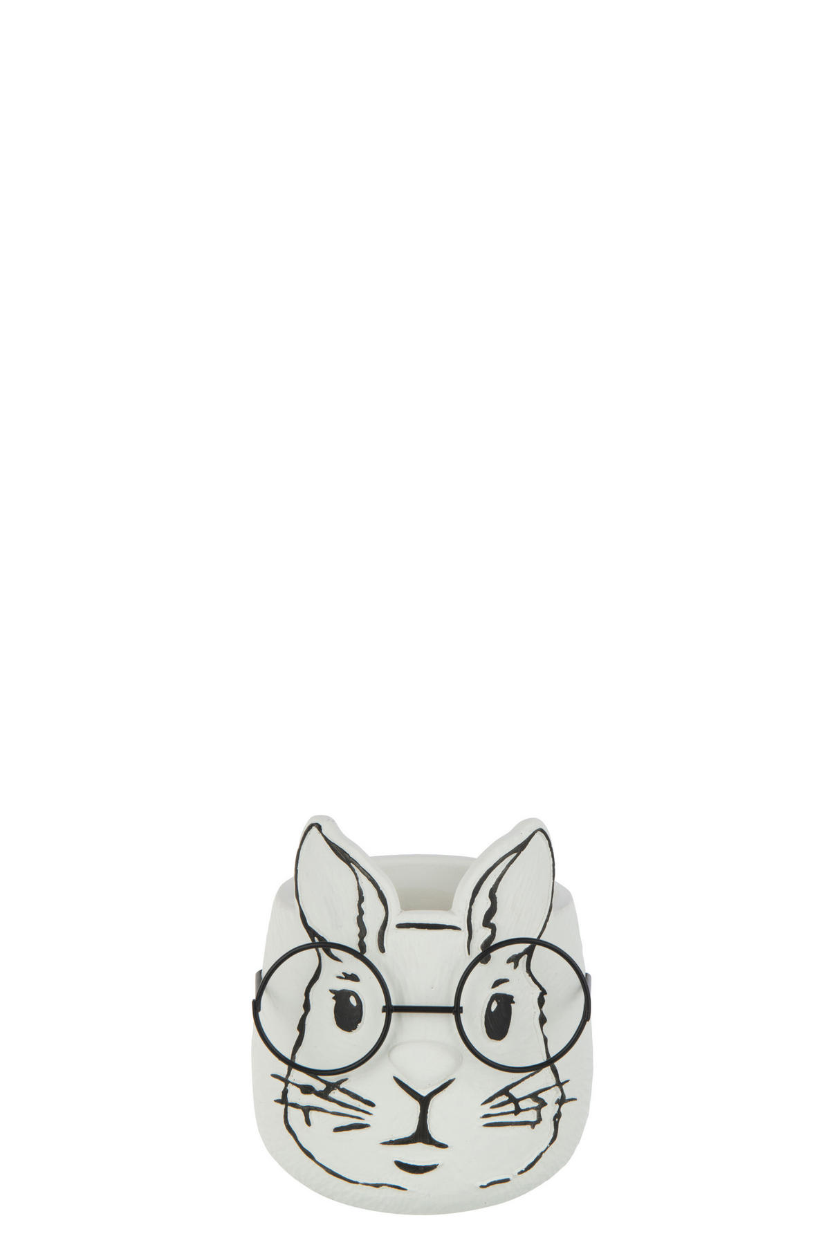 BLUMENTOPF HASEN - Zement - Weiß - M - 2er set - Ø 12 cm - Weiß, Stein (12/13.5cm) - J-Line