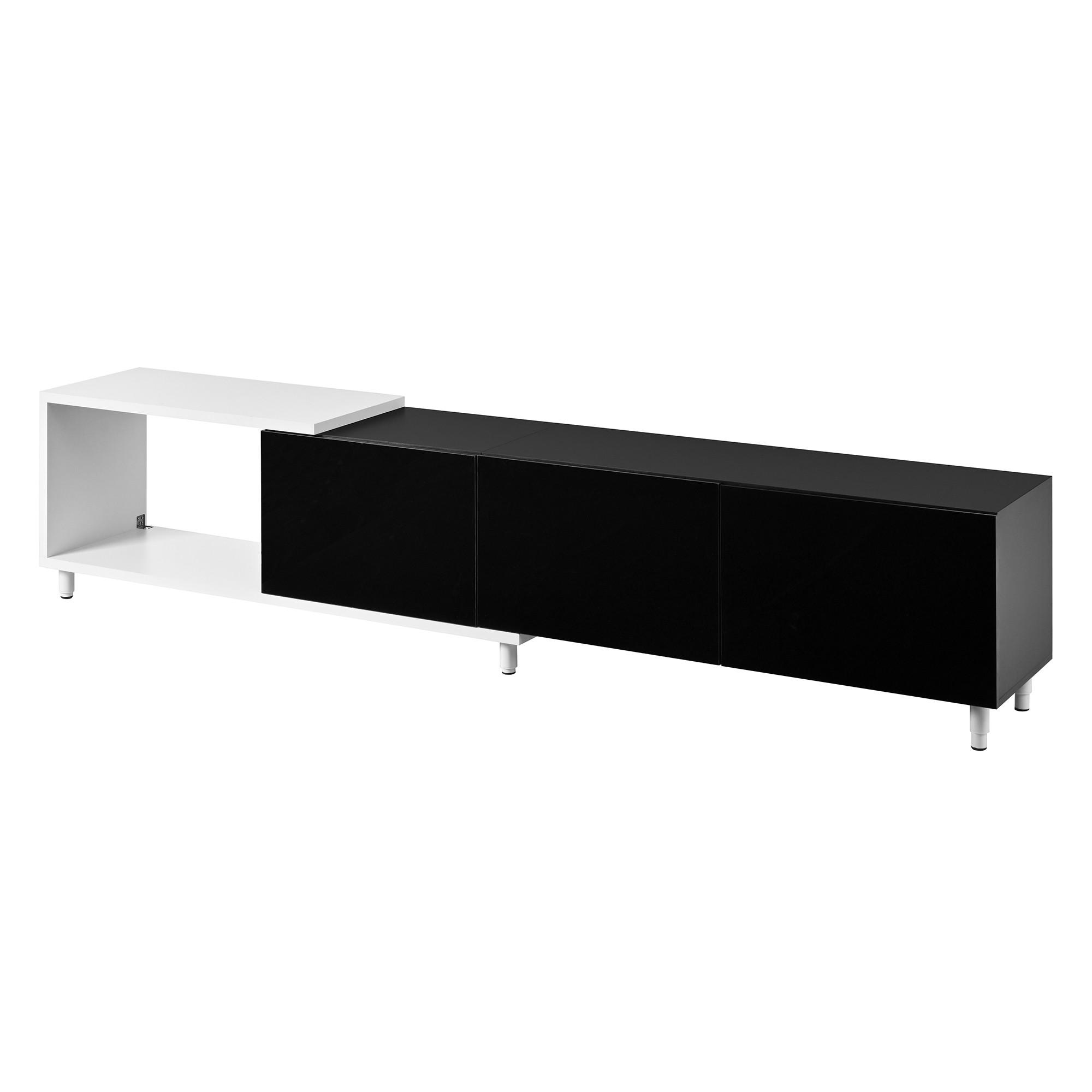 TV-ELEMENTAUSZIEHBARER 258x38x48,5cm TVLowboard Hochglanz SchwarzWeiß - Schwarz, Holz (48.31/22.3/69.01cm) - Raelunyi