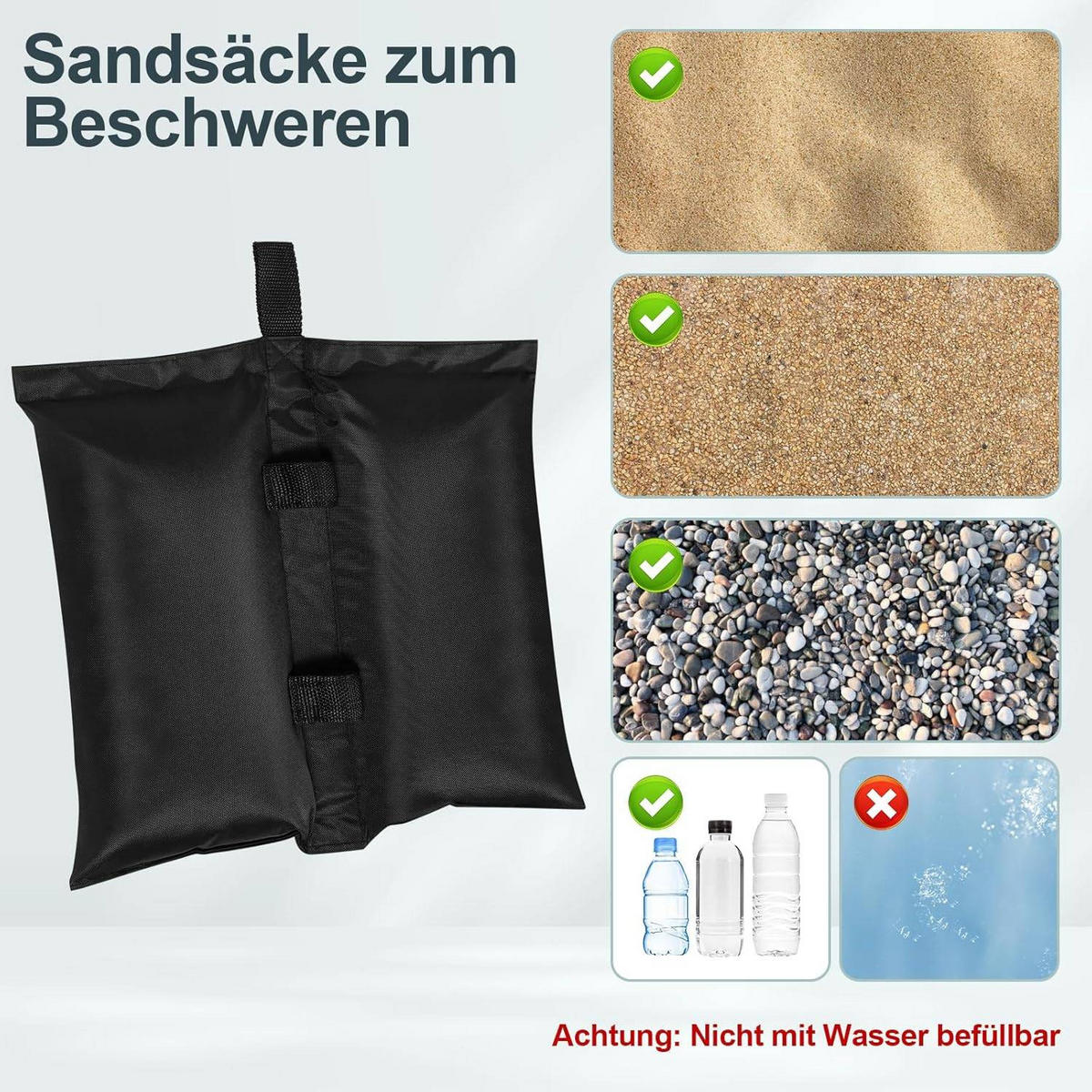 PAVILLON GEWICHTE 4er Set, Gewichtsbeutel, bis 7 kg belastbar, Schwarz - Schwarz, Kunststoff (37/1/34cm) - Woltu