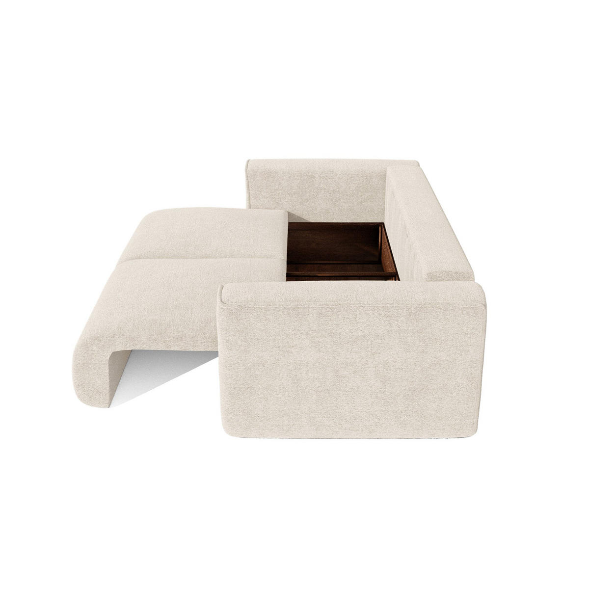 SCHLAFSOFA mit Stauraum COMO Bouclé-Stoff Creme 254cm - Creme, Textil (254/78/95cm) - Premium Interiors