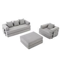 SITZGARNITUR DE-33801 modular mit Hocker Hellgrau - Hellgrau, Metall (200/67/190cm) - ComfortXL