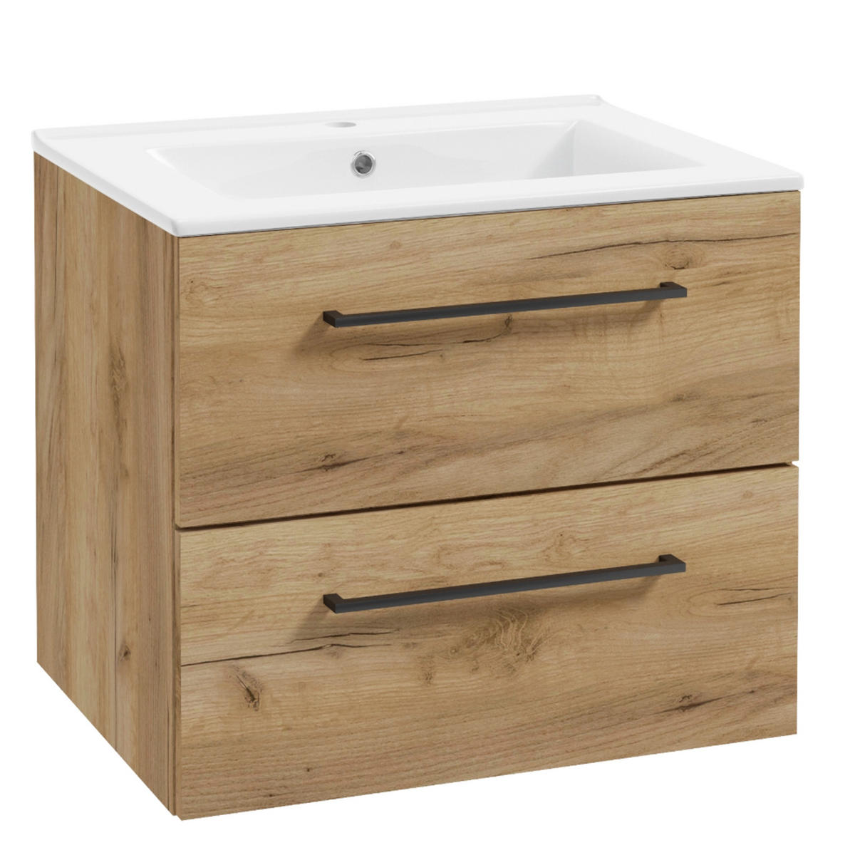 WASCHTISCHKOMBI 50cm mit Waschbecken + Armatur Eichenfarbe - Eichefarben, Holzwerkstoff (50/50/39cm) - Stamar