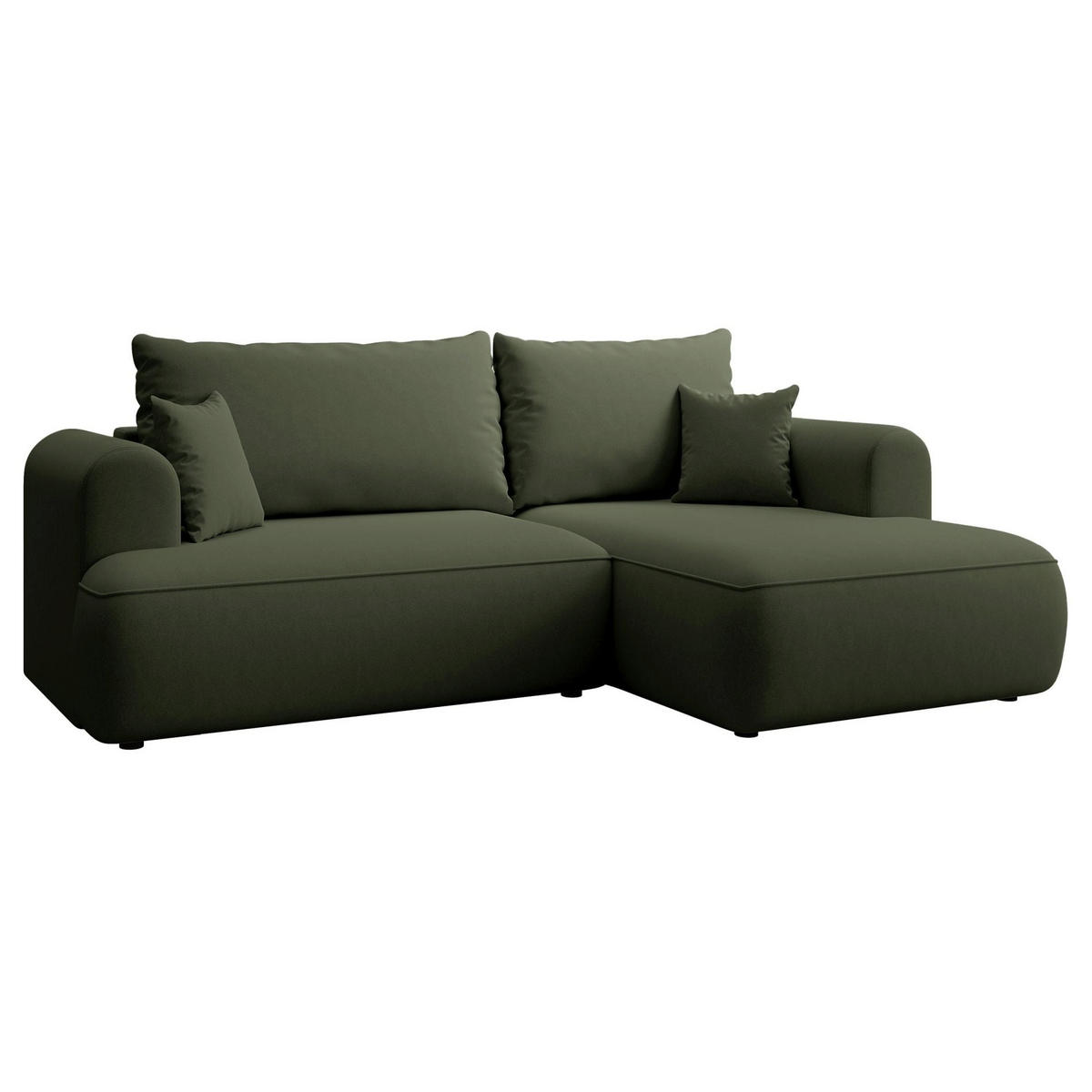 ROHOVÁ rozkladacia pohovka Ovo Mini olivovozelená, zamatový poťah Easy-Clean - olivovozelená/čierna, textil/plast (156/238cm) - Selsey