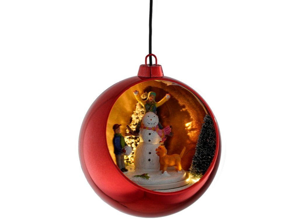 WEIHNACHTSDEKORATION LED Rot, 13 cm, batteriebetrieben, mit rotierendem Effekt - Rot, Kunststoff (27cm) - LAALU