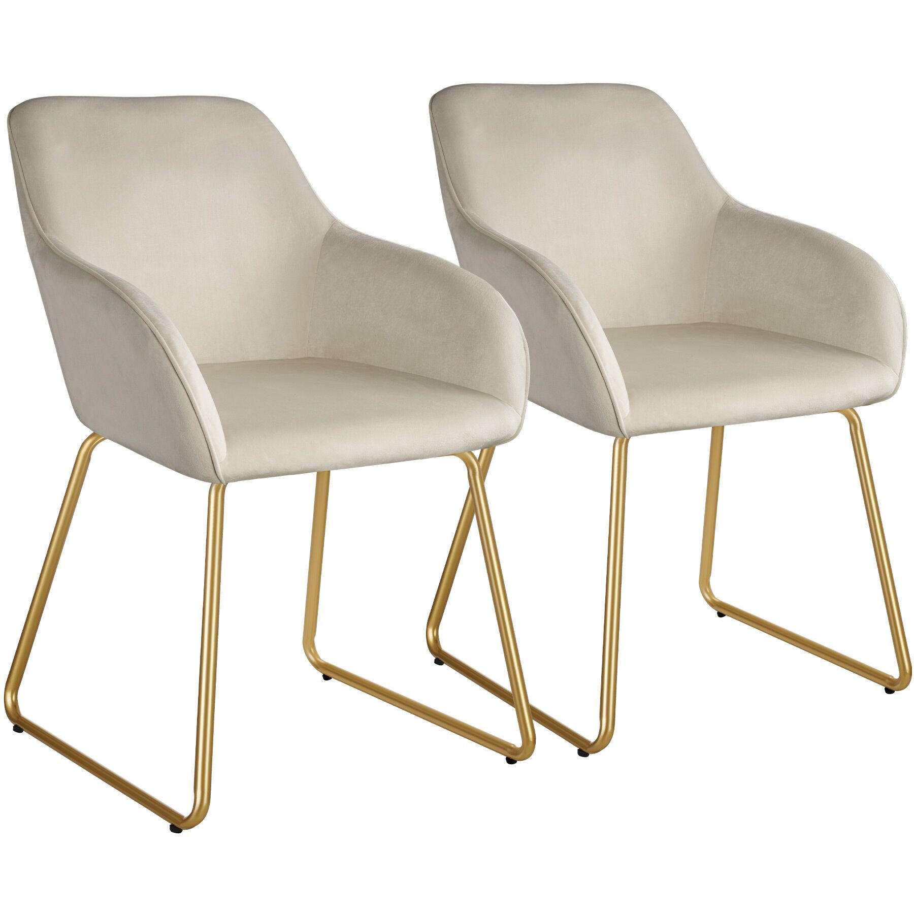ESSZIMMERSTUHL Jeane,57 x 61 x 85,5 cm, Belastbarkeit 120 kg,Samtoptik creme/gold - Goldfarben/Samtahornfarben, Kunststoff (57/85.5/61cm) - tectake