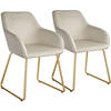 ESSZIMMERSTUHL Jeane,57 x 61 x 85,5 cm, Belastbarkeit 120 kg,Samtoptik creme/gold - Goldfarben/Samtahornfarben, Kunststoff (57/85.5/61cm) - tectake