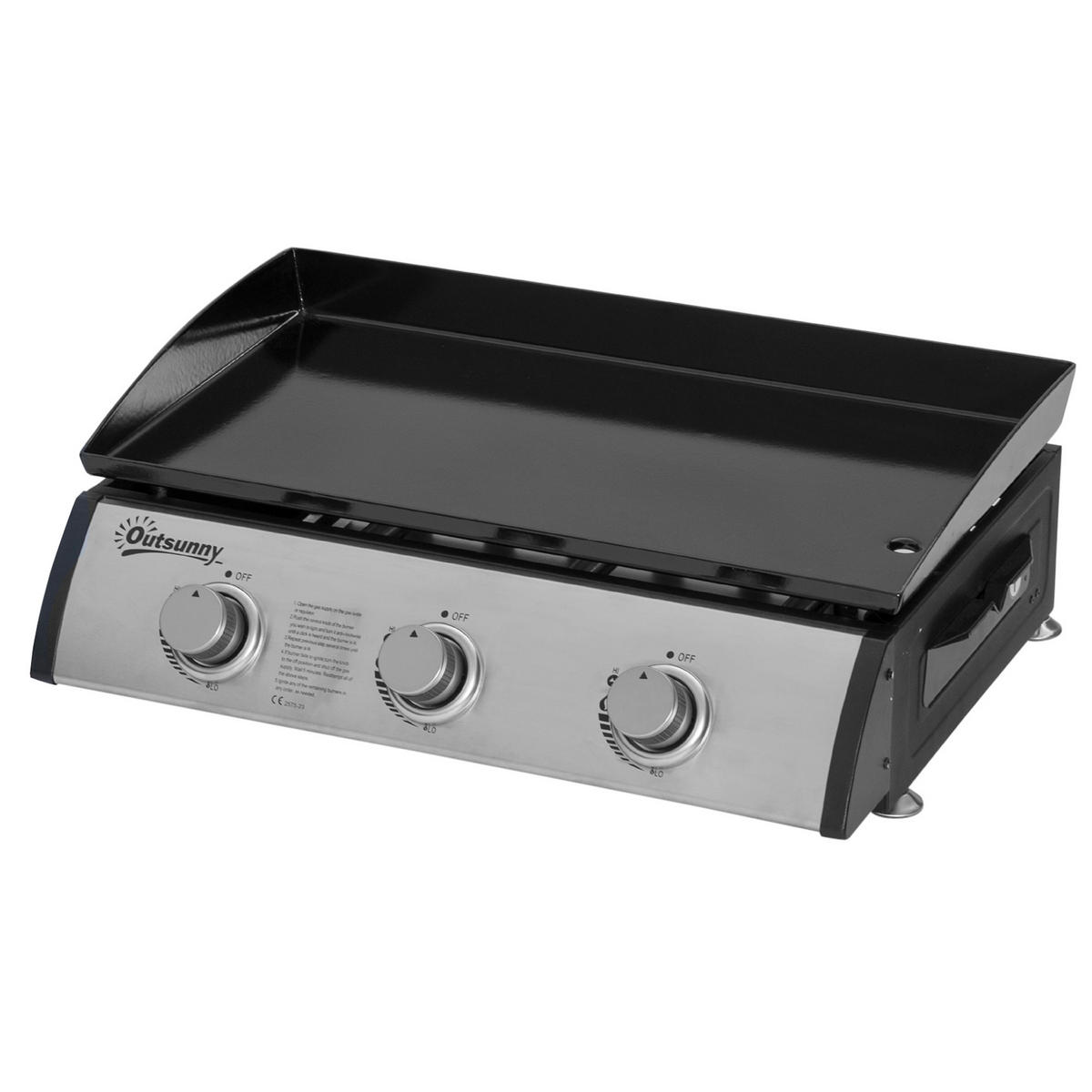 GASGRILL mit 3 brennern DE-10035 Silber - Schwarz, Metall (48/21/63cm) - ComfortXL