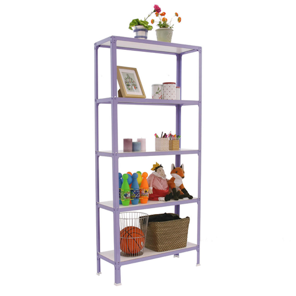 WOHNREGAL LIVING KOALA WOOD mit 5 Fachböden | HxBxT 180x80x30cm | Fachlast 150kg | Lila/Weiß - Lila, Metall (80/180/30cm) - PROREGAL
