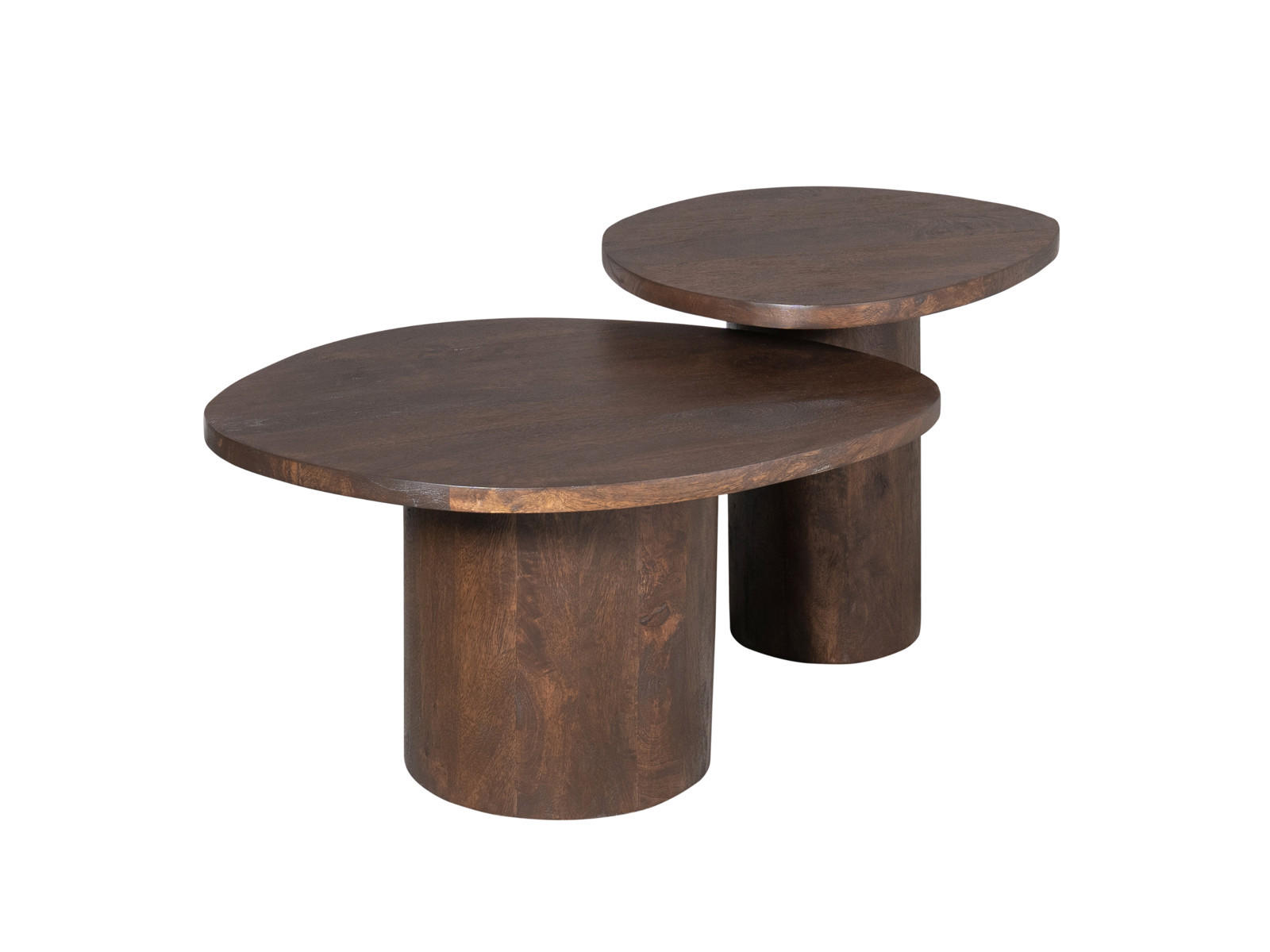 COUCHTISCH Mireon Mangoholz 70 cm / 56 cm + 46 cm / 46 cm Braun - Braun, Holz (56/70/38cm)