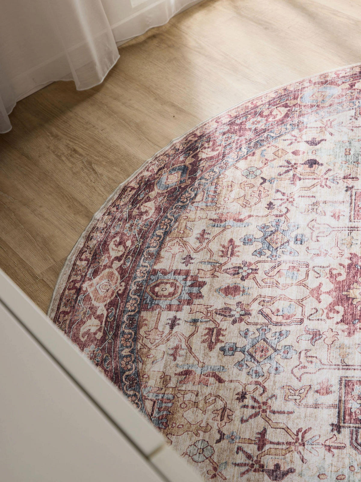 VINTAGE-TEPPICH George waschbar ø 160 cm rund - Pink/Multicolor, Kunststoff (160/160cm) - benuta