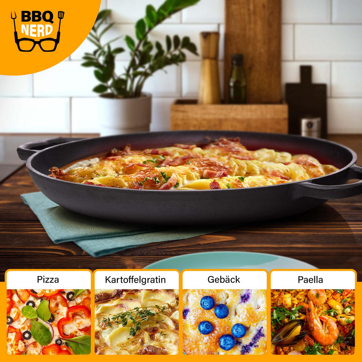 PAELLAPFANNE Gusseisen Ø36cm 6 Personen  - Schwarz, Metall (38/7/38cm) - BBQ Nerd