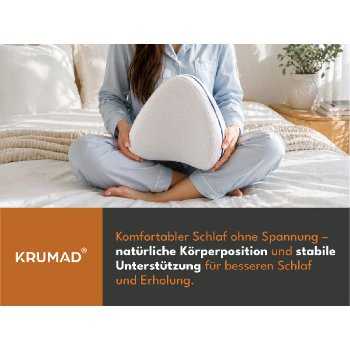 KNIEKISSEN, Orthopädisches Kissen für Ischias - Weiß, Textil (21.5/14cm) - KRUMAD