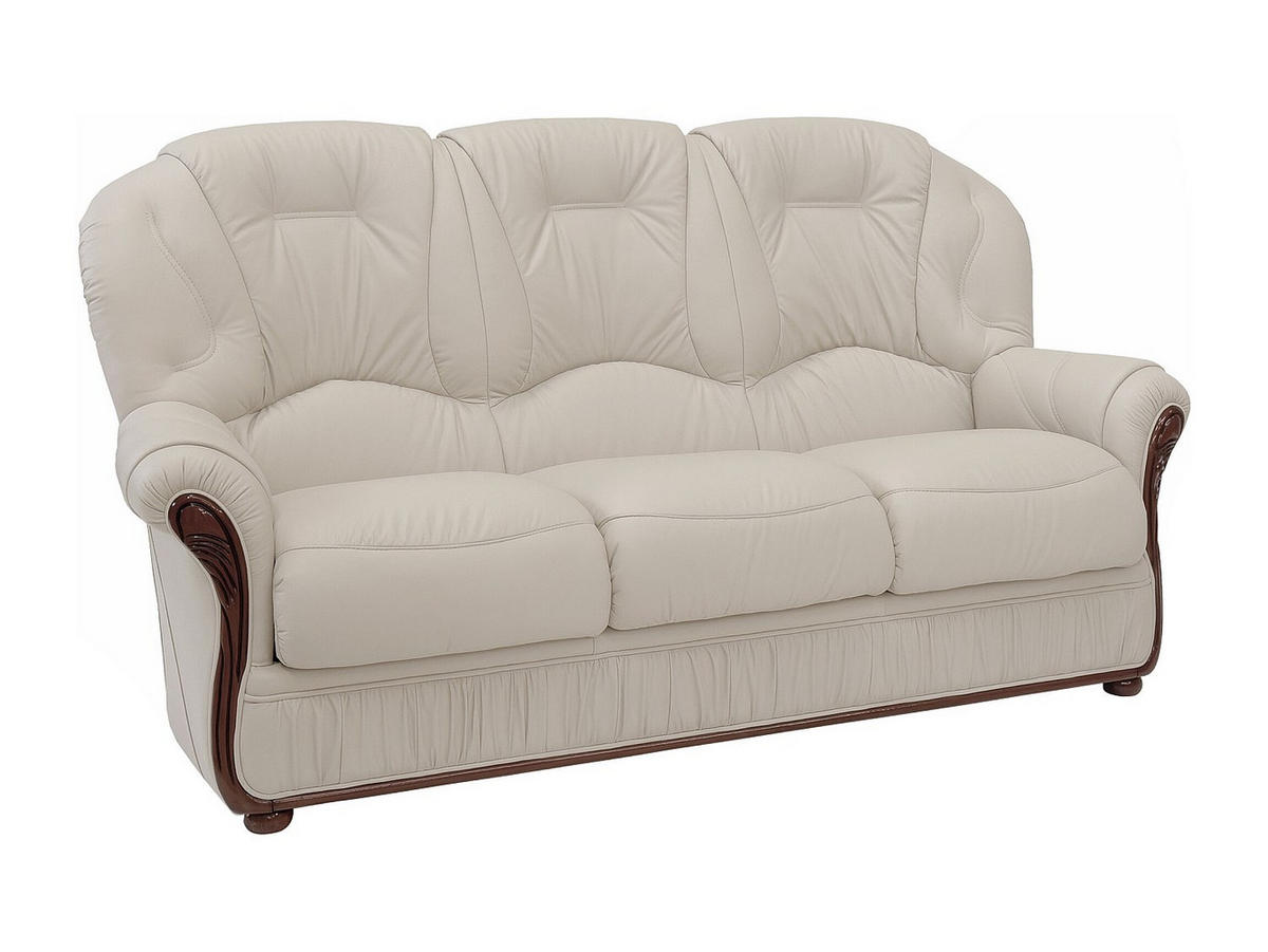 SOFAGARNITUR ohne Schlaffunktion - 4 Personen-Sitzer - Leder - Elfenbeinfarben - - Weiß, Leder (183/97/91cm) - Vente-Unique