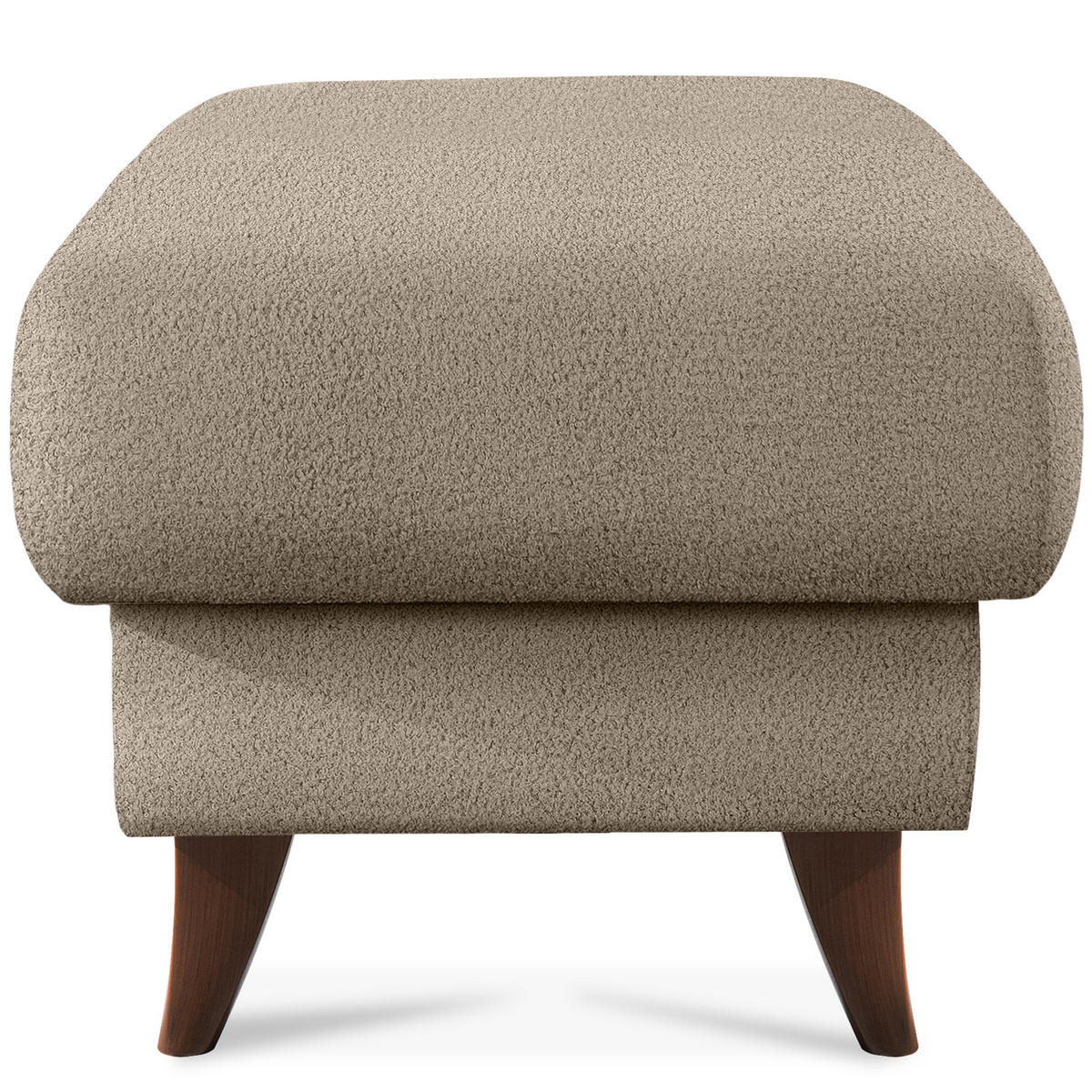 HOCKER GUSTAVO Fußstütze, Bouclé, Dunkelbeige - Graubraun/Beige, Holz/Holzwerkstoff (53/49/53cm) - KONSIMO®