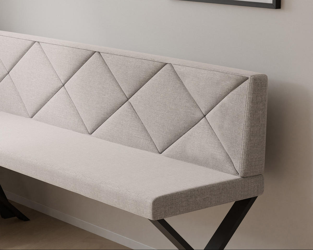 ECKBANK links VERO X Webstoff gesteppt, 142/196 cm Creme - Creme, Textil/Metall (142/196cm) - Idohome