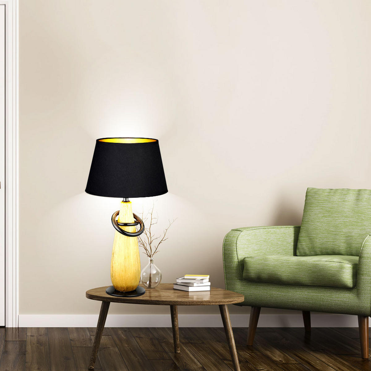 LED TISCHSTRAHLER Thebes Keramik Gold - Goldfarben, Keramik (20/20/38cm)