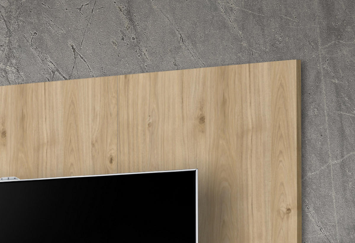 TV-LOWBOARD Eiche Jackson 160 cm hängend, Set inklusive Ethanol Kamin und Wandpaneel - Eichefarben, Holzwerkstoff (160/158/40cm) - Inn.Furn