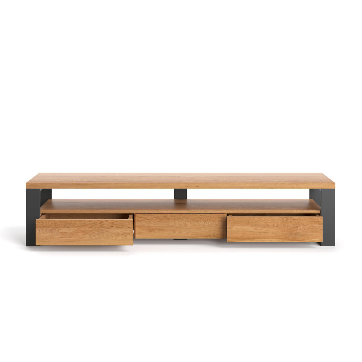 TV-SCHRANK Horizon aus massivem Eichenholz 220 cm - Eichefarben/Naturfarben, Holz (220/45/50cm) - Danzz