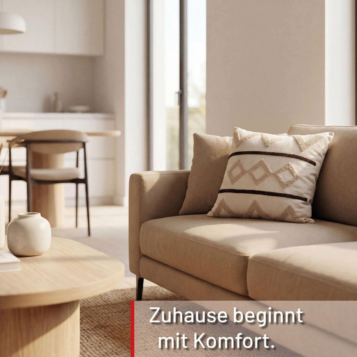 DEKOKISSEN Tribal Pattern Beige 45x45 cm mit Füllung - Beige, Textil (45/45cm) - Deco-Raum